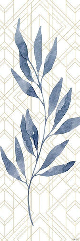 Blue Leaves Black Ornate Wood Framed Art Print with Double Matting by Brown, Kyra