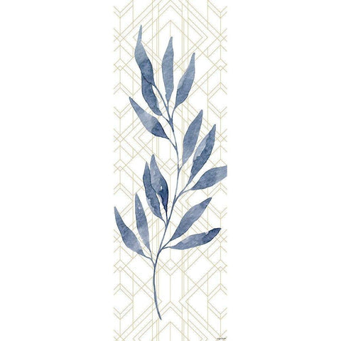 Blue Leaves Black Modern Wood Framed Art Print with Double Matting by Brown, Kyra