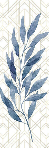 Blue Leaves II White Modern Wood Framed Art Print with Double Matting by Brown, Kyra