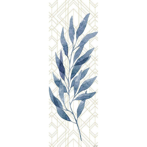 Blue Leaves II White Modern Wood Framed Art Print by Brown, Kyra
