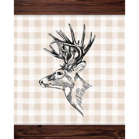 Sketchy Deer Black Modern Wood Framed Art Print with Double Matting by Brown, Kyra