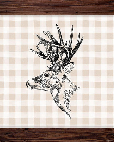 Sketchy Deer White Modern Wood Framed Art Print with Double Matting by Brown, Kyra
