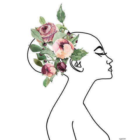 Line Woman White Modern Wood Framed Art Print by Brown, Kyra