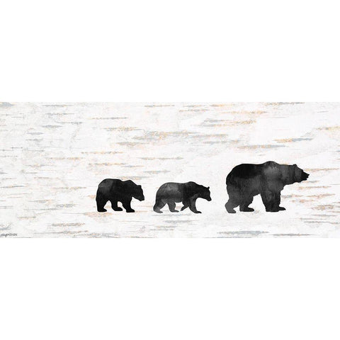 Bear Family Black Modern Wood Framed Art Print with Double Matting by Brown, Kyra