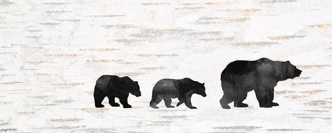 Bear Family White Modern Wood Framed Art Print with Double Matting by Brown, Kyra