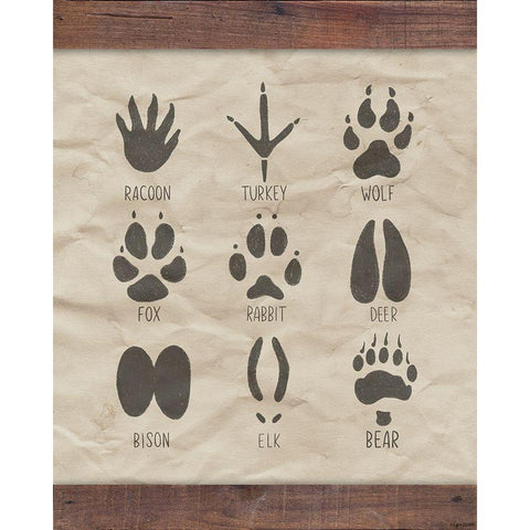Paw Prints White Modern Wood Framed Art Print by Brown, Kyra