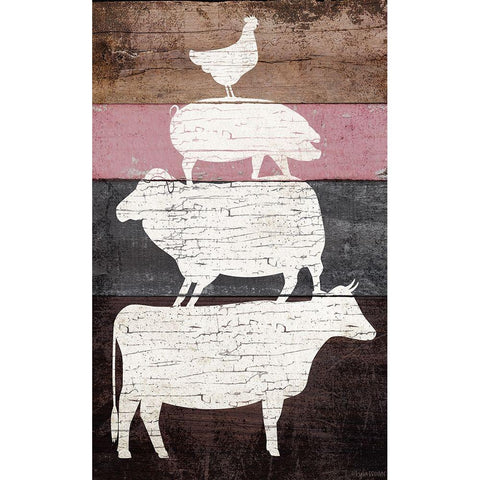 Barn Animals White Modern Wood Framed Art Print by Brown, Kyra