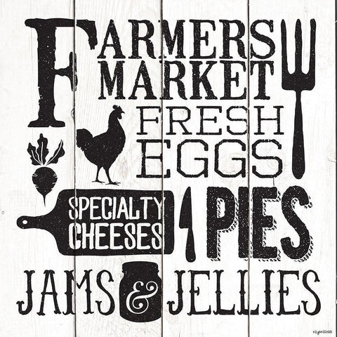 Farmers Market White Modern Wood Framed Art Print with Double Matting by Brown, Kyra