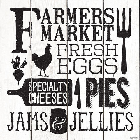 Farmers Market White Modern Wood Framed Art Print by Brown, Kyra