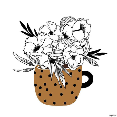 Mustard Flower Mug Black Ornate Wood Framed Art Print with Double Matting by Brown, Kyra
