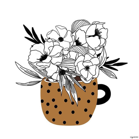 Mustard Flower Mug Black Modern Wood Framed Art Print by Brown, Kyra
