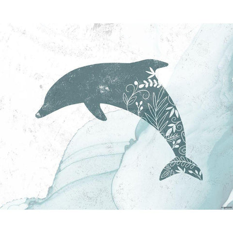 Dolphin Black Modern Wood Framed Art Print by Brown, Kyra