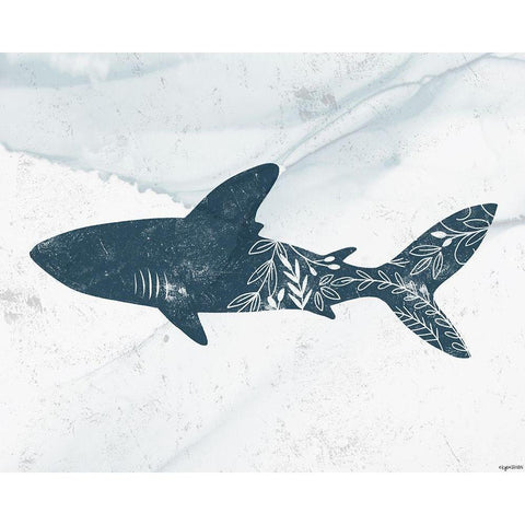 Shark Black Modern Wood Framed Art Print by Brown, Kyra