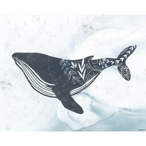Whale White Modern Wood Framed Art Print by Brown, Kyra