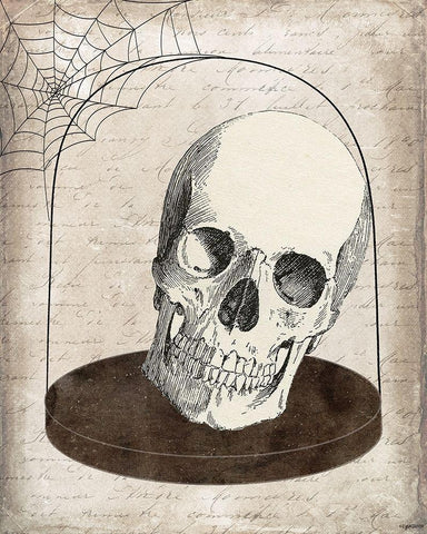 Skull Jar Black Ornate Wood Framed Art Print with Double Matting by Brown, Kyra