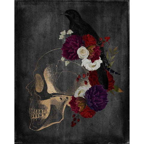 Skull Raven Black Modern Wood Framed Art Print by Brown, Kyra