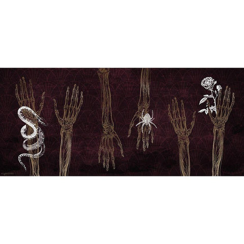 Skeleton Hands White Modern Wood Framed Art Print by Brown, Kyra