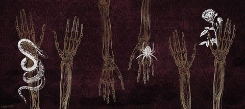 Skeleton Hands White Modern Wood Framed Art Print with Double Matting by Brown, Kyra