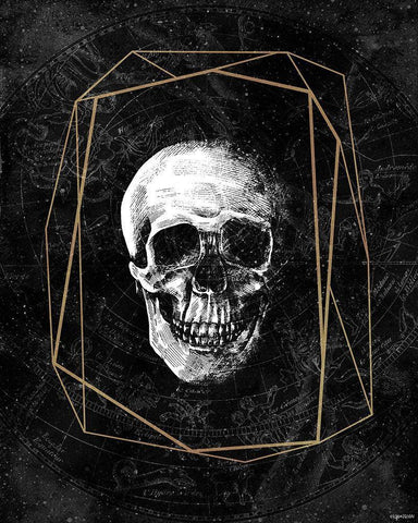 Cosmic Skull White Modern Wood Framed Art Print with Double Matting by Brown, Kyra