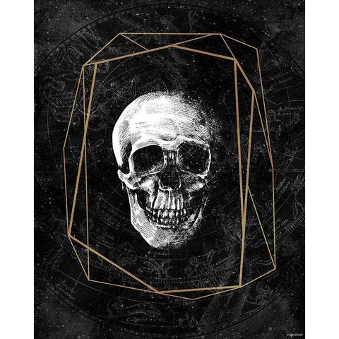 Cosmic Skull Gold Ornate Wood Framed Art Print with Double Matting by Brown, Kyra
