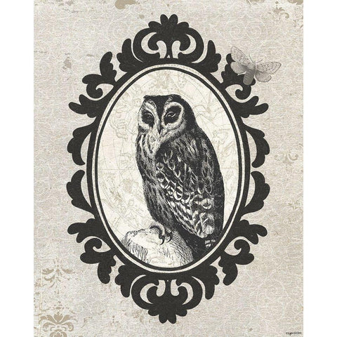 Celestial Owl Gold Ornate Wood Framed Art Print with Double Matting by Brown, Kyra