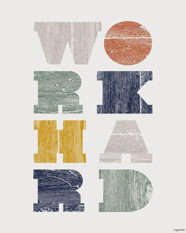 Work Hard White Modern Wood Framed Art Print with Double Matting by Brown, Kyra