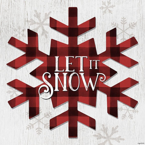 Let It Snow Flake White Modern Wood Framed Art Print by Brown, Kyra