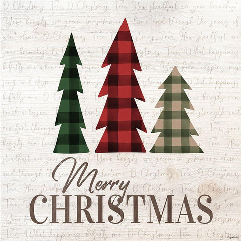 Merry Christmas Trees Black Modern Wood Framed Art Print by Brown, Kyra