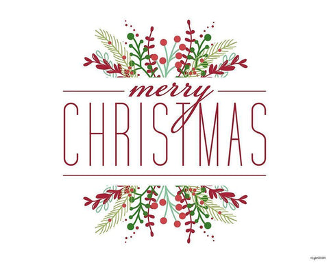 Merry Christmas White Modern Wood Framed Art Print with Double Matting by Brown, Kyra