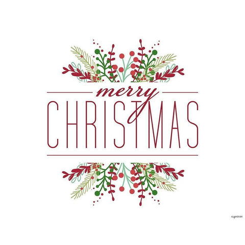 Merry Christmas White Modern Wood Framed Art Print by Brown, Kyra