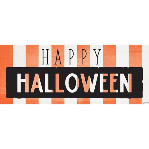 Happy Halloween Stripes Black Modern Wood Framed Art Print by Brown, Kyra