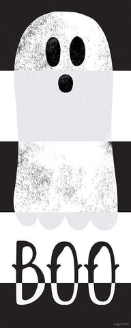 Boo Ghost White Modern Wood Framed Art Print with Double Matting by Brown, Kyra