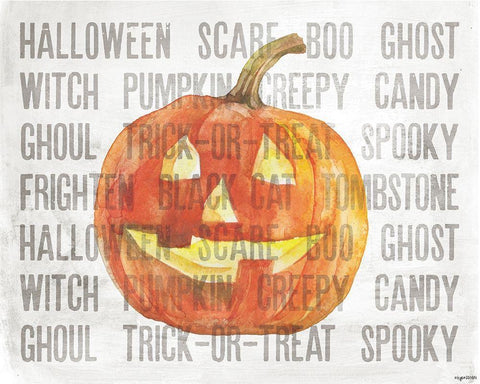 Halloween Jack White Modern Wood Framed Art Print with Double Matting by Brown, Kyra