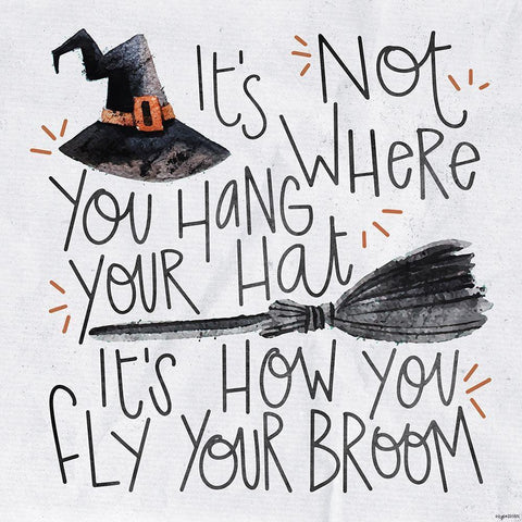 Fly Your Broom Black Modern Wood Framed Art Print by Brown, Kyra