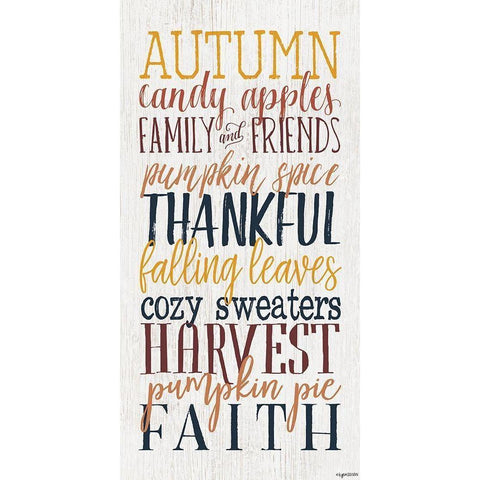 Autumn Words Black Modern Wood Framed Art Print by Brown, Kyra