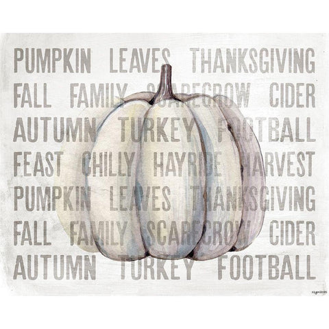 Harvest White Pumpkin Gold Ornate Wood Framed Art Print with Double Matting by Brown, Kyra