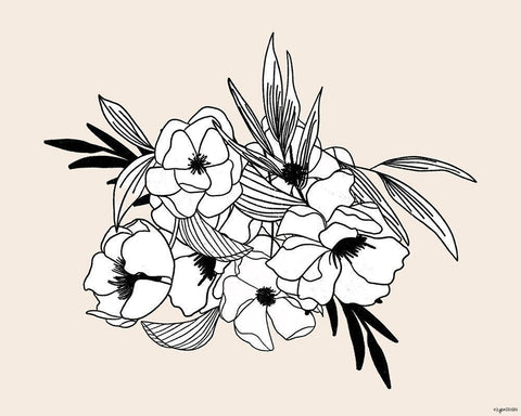 BW Flowers Black Ornate Wood Framed Art Print with Double Matting by Brown, Kyra