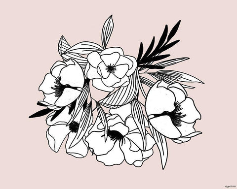 BW Flowers II White Modern Wood Framed Art Print with Double Matting by Brown, Kyra
