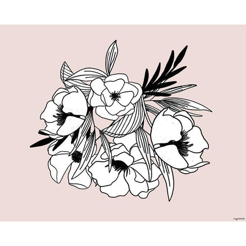 BW Flowers II White Modern Wood Framed Art Print by Brown, Kyra