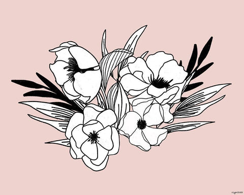 BW Flowers III White Modern Wood Framed Art Print with Double Matting by Brown, Kyra
