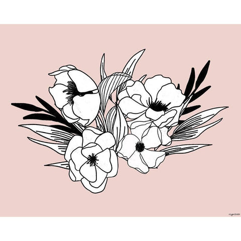 BW Flowers III Black Modern Wood Framed Art Print by Brown, Kyra