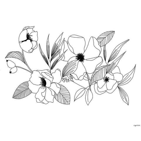 BW Flowers IV White Modern Wood Framed Art Print by Brown, Kyra