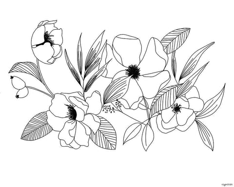 BW Flowers IV White Modern Wood Framed Art Print with Double Matting by Brown, Kyra