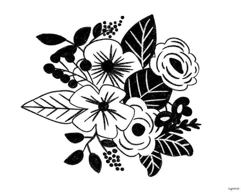 BW Flowers VI Black Ornate Wood Framed Art Print with Double Matting by Brown, Kyra