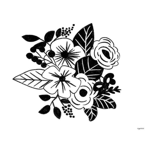 BW Flowers VI Black Modern Wood Framed Art Print by Brown, Kyra
