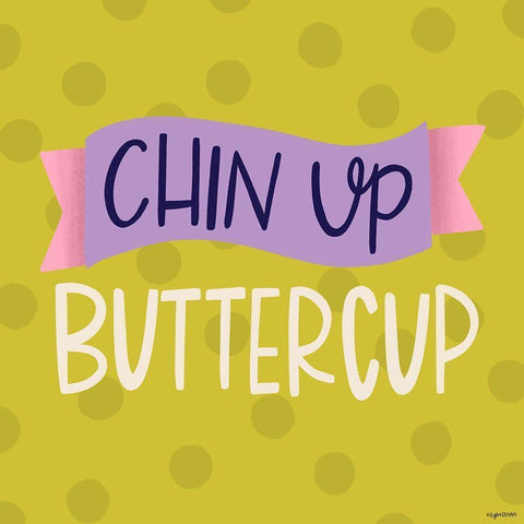 Chin Up Buttercup White Modern Wood Framed Art Print by Brown, Kyra