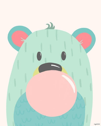 Kid Bear Black Ornate Wood Framed Art Print with Double Matting by Brown, Kyra