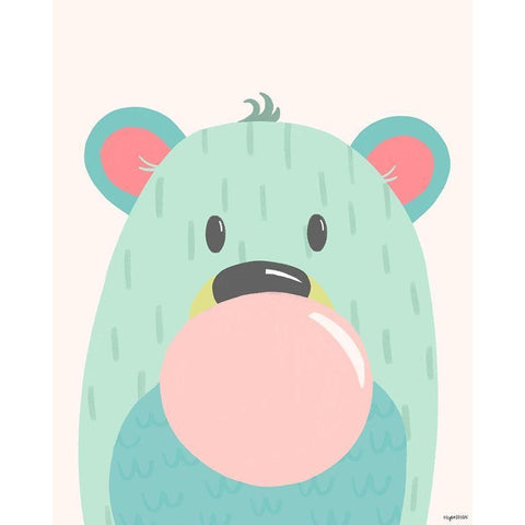 Kid Bear Black Modern Wood Framed Art Print by Brown, Kyra