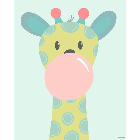 Kid Giraffe Black Modern Wood Framed Art Print with Double Matting by Brown, Kyra