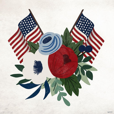 American Floral I White Modern Wood Framed Art Print by Brown, Kyra